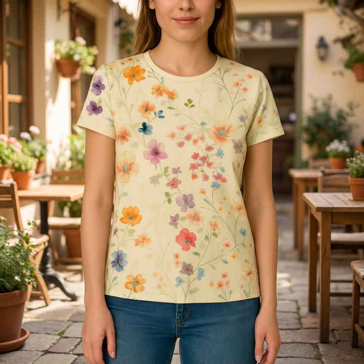 Maglietta con Stampa Floreale per Donne