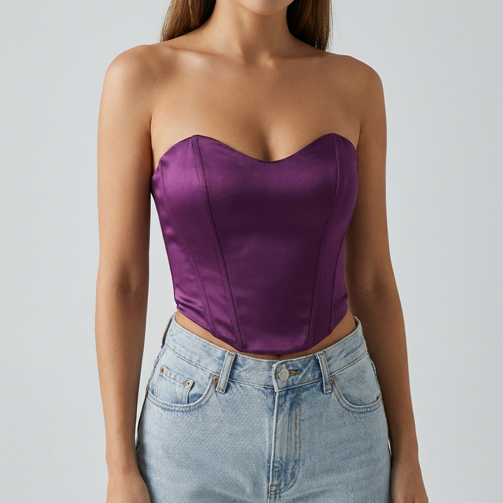 Top Corto Corsetto Senza Spalline