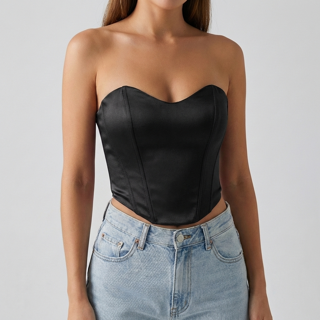 Top Corto Corsetto Senza Spalline