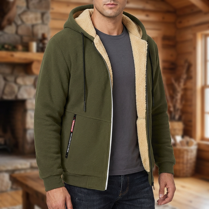 Felpa Pullover con Fodera in Pelliccia per Uomini