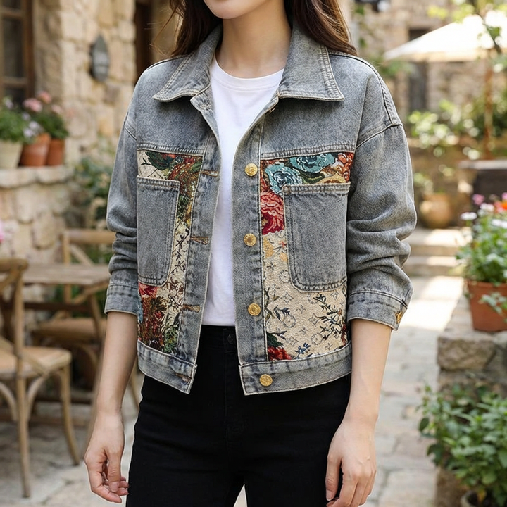Giacca Denim Floreale per Donne