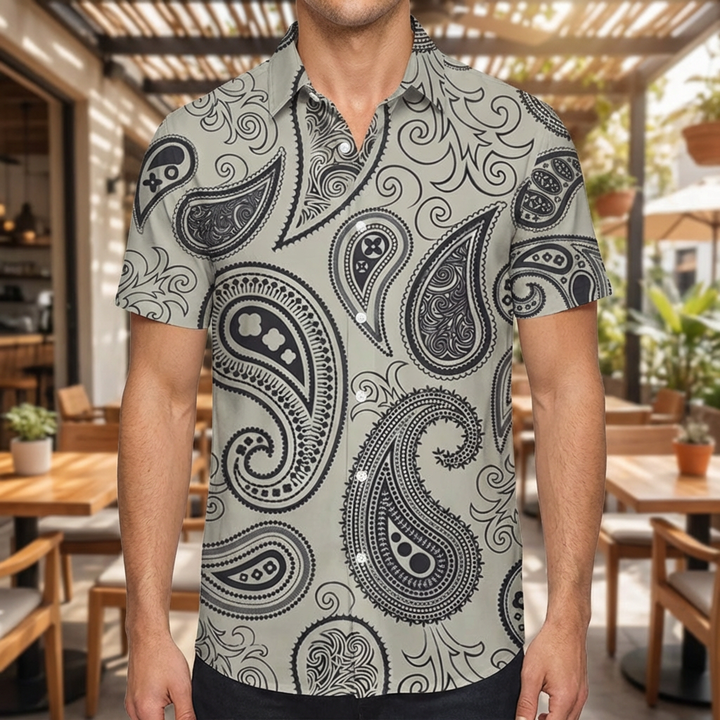 Stile Stampa - Maglia Casual a Maniche Corte per Uomo