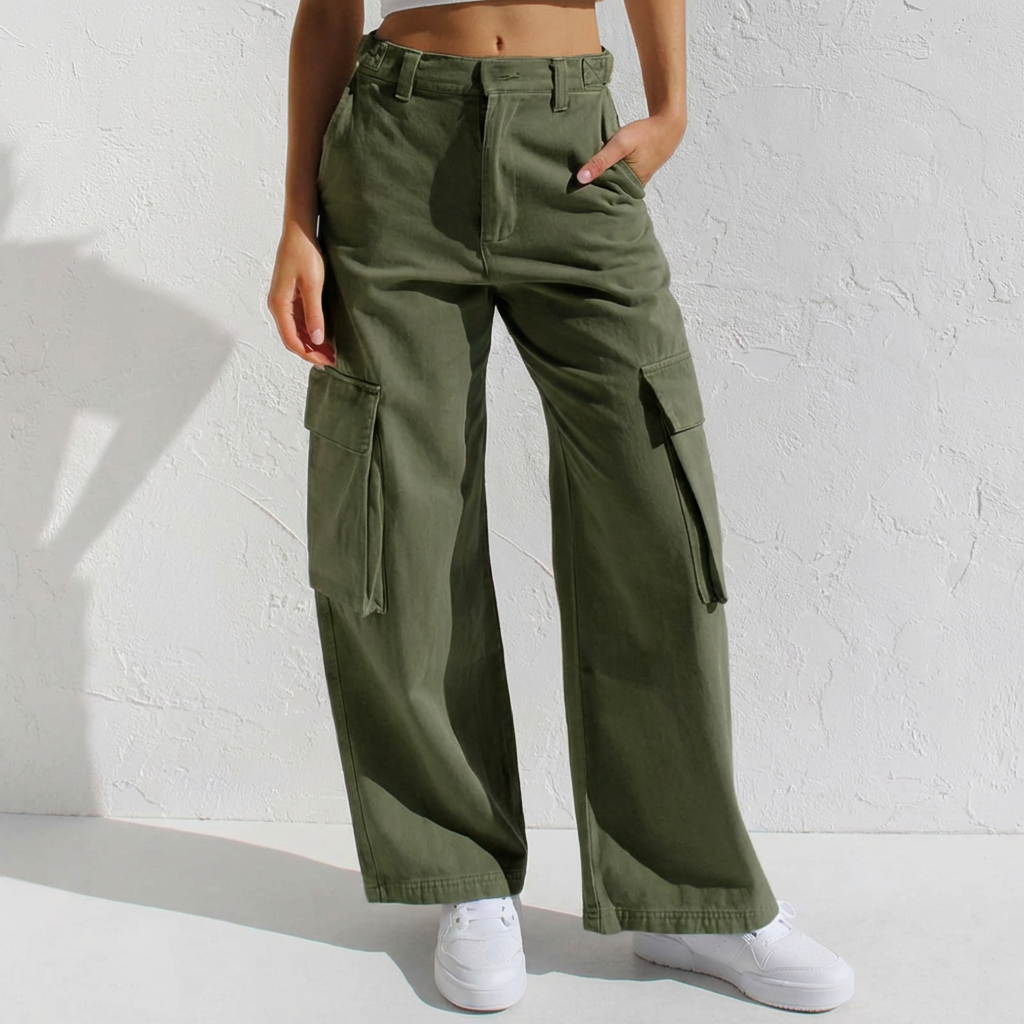 Jeans Cargo Alti in Vita Trendy per Donne