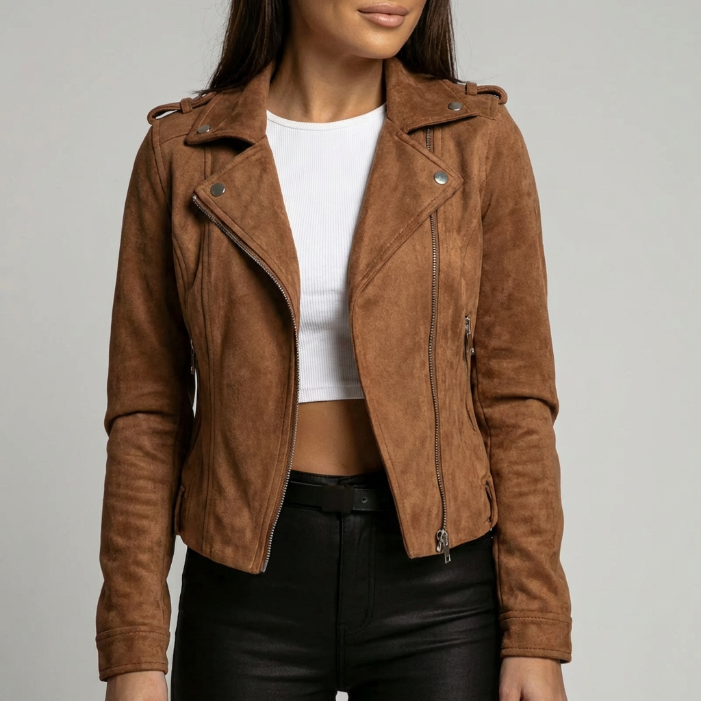 Giacca in Pelle Corta Trendy per Donne
