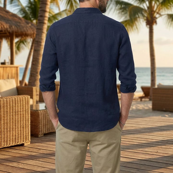 Camicia Vintage con Collo Abbassato per Uomini