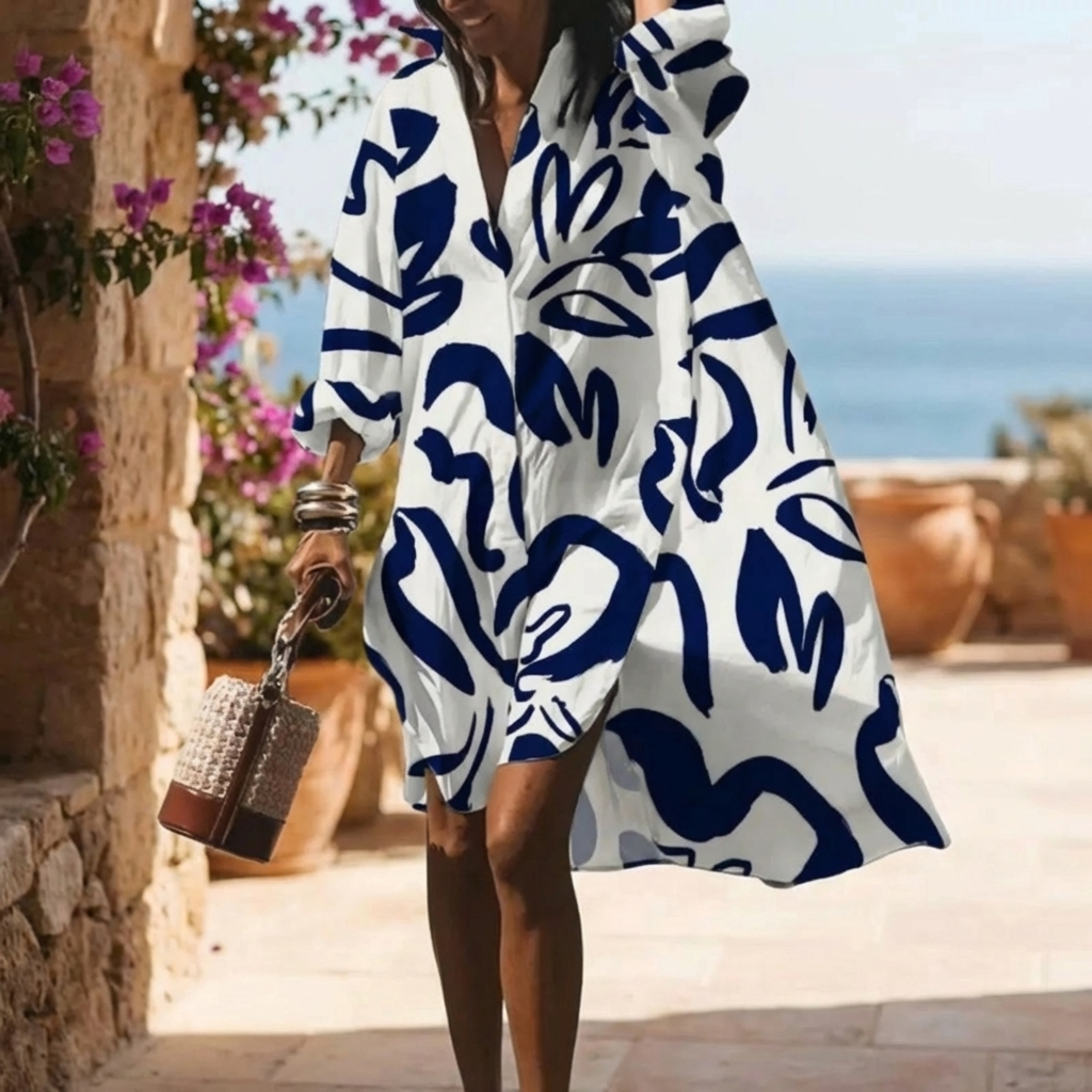 Abito Estivo Oversize da Donna con Stampa Boho