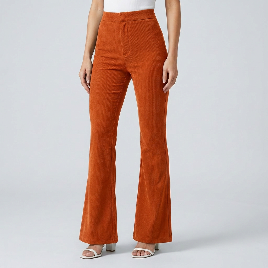 Pantaloni a Zampa in Corduroy Trendy per Donne