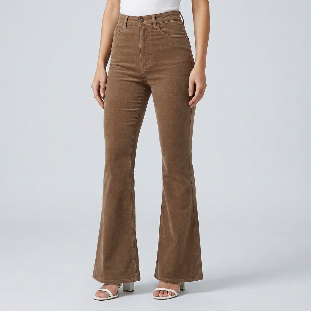 Pantaloni a Zampa in Corduroy Trendy per Donne