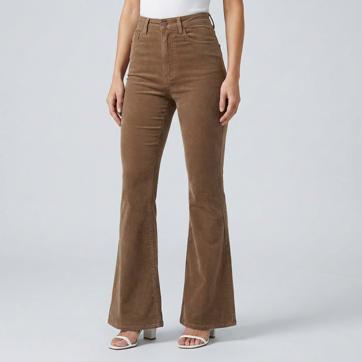 Pantaloni a Zampa in Corduroy Trendy per Donne