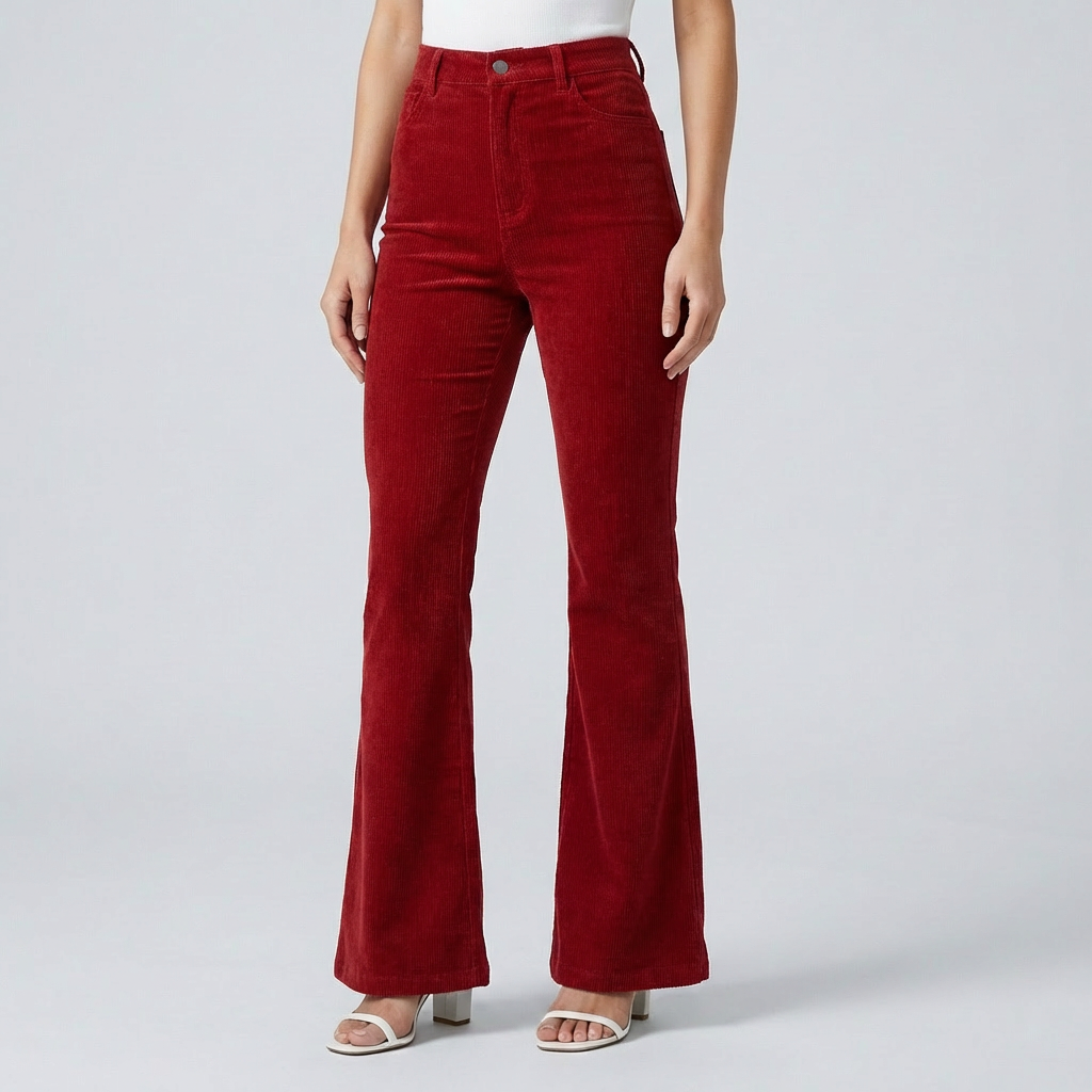 Pantaloni a Zampa in Corduroy Trendy per Donne