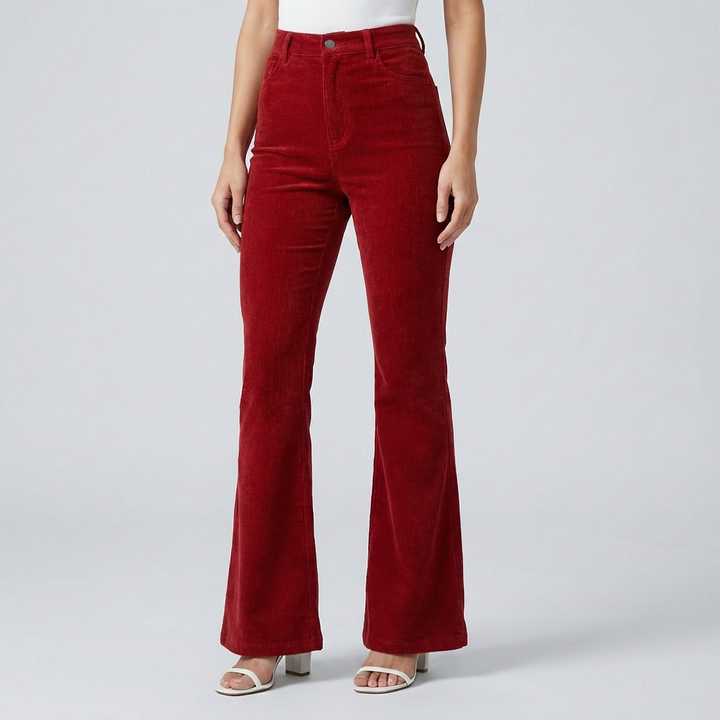 Pantaloni a Zampa in Corduroy Trendy per Donne