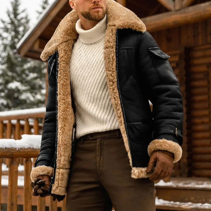 Giacca in Pelle Invernale Stile Pilota Bold per Uomini