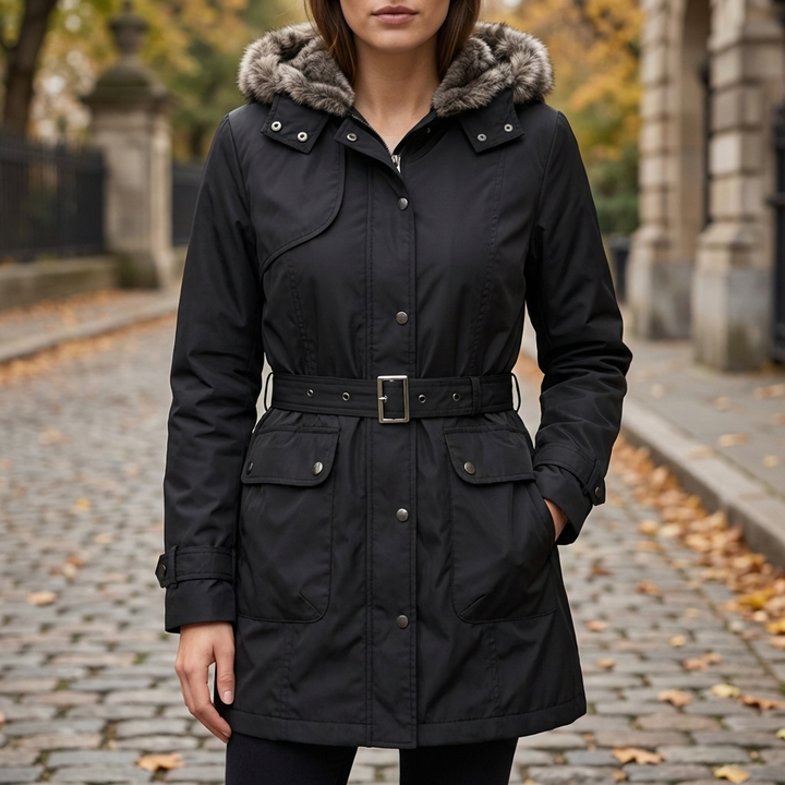 Parka con Cappuccio e Cintura per Donne