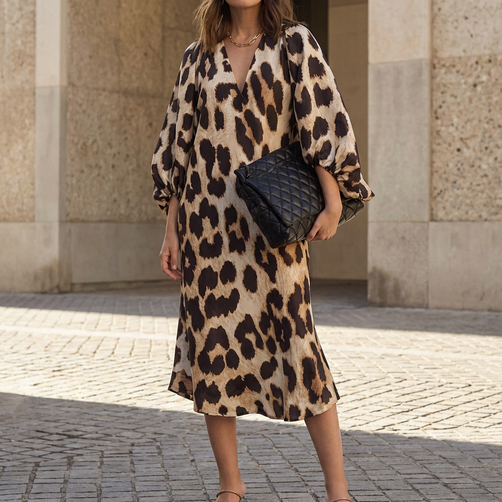 Abito Stampato Leopardo Elegante