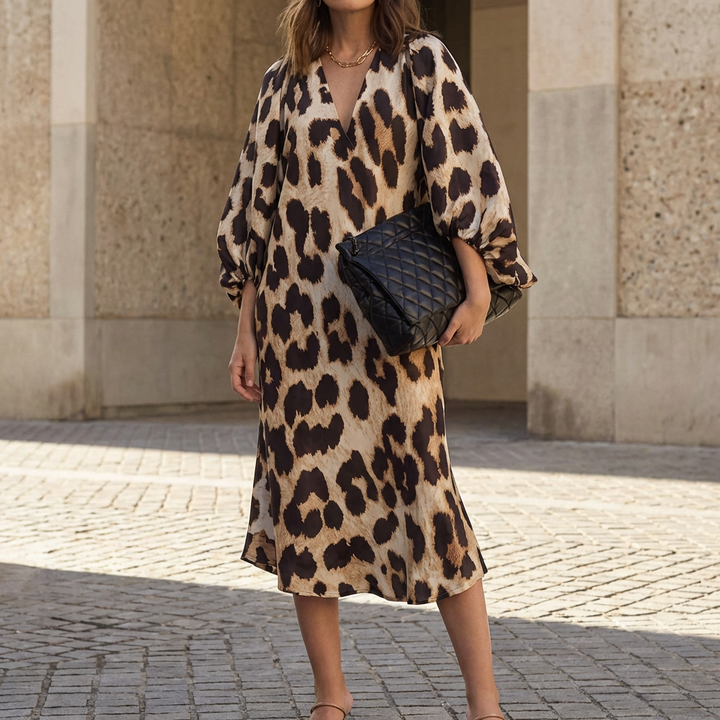Abito Stampato Leopardo Elegante