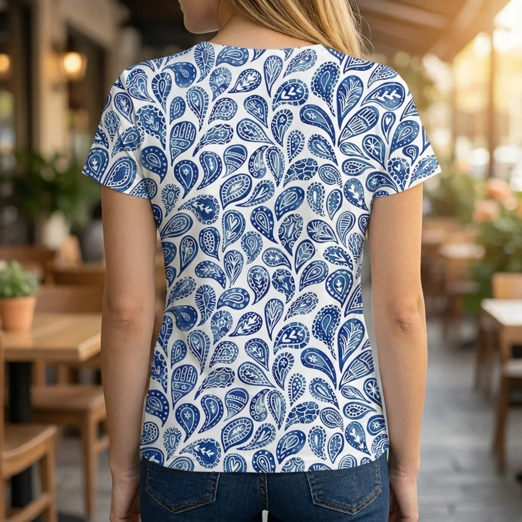 T-shirt Casual con Collo Rotondo per Donna