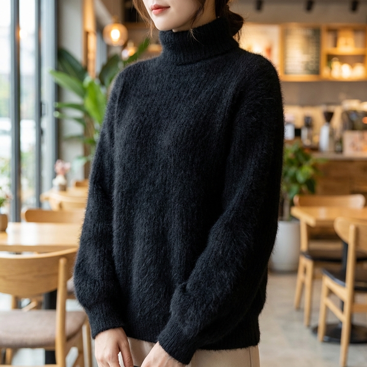 Maglia in Mohair con Collo Alto