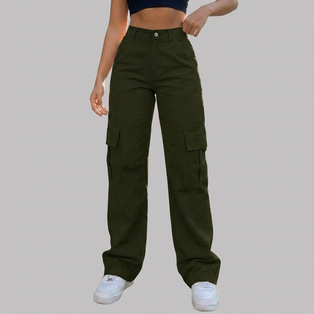 Pantaloni Cargo Alti in Vita da Donna