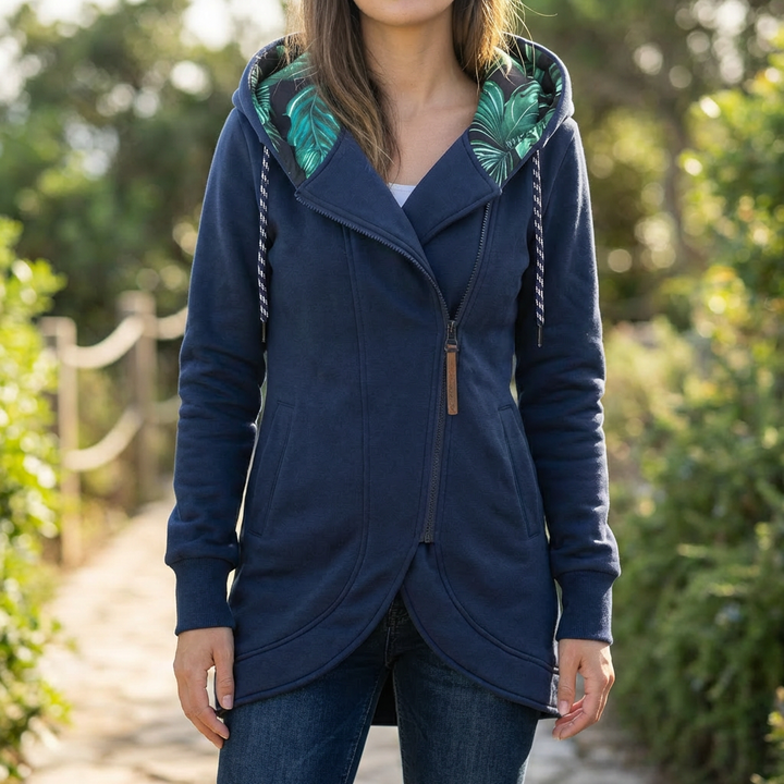 Giacca Zip-Up Stylish con Cappuccio per Donne