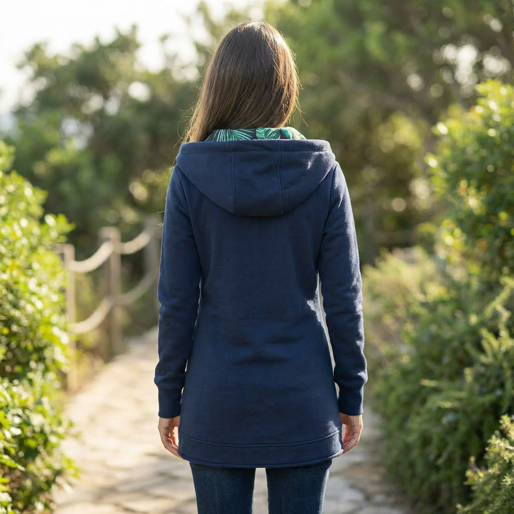 Giacca Zip-Up Stylish con Cappuccio per Donne