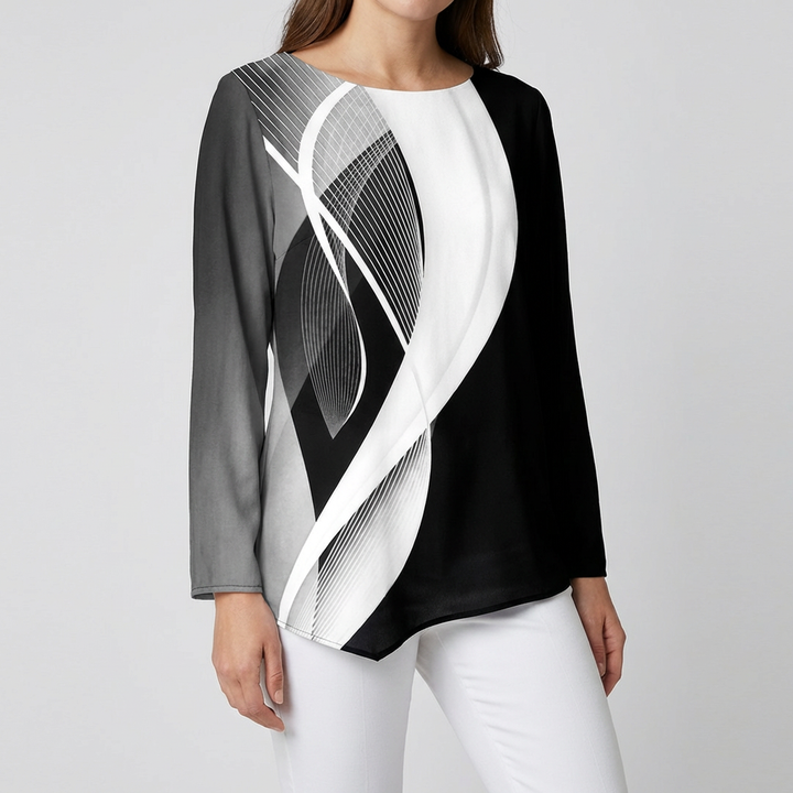 Tunica Geometrica Moderna con Mani Lunghe per Donne