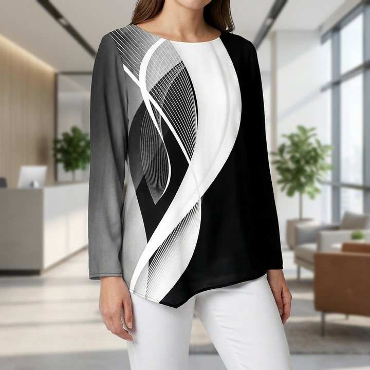 Tunica Geometrica Moderna con Mani Lunghe per Donne