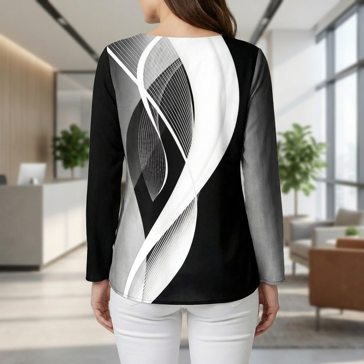 Tunica Geometrica Moderna con Mani Lunghe per Donne