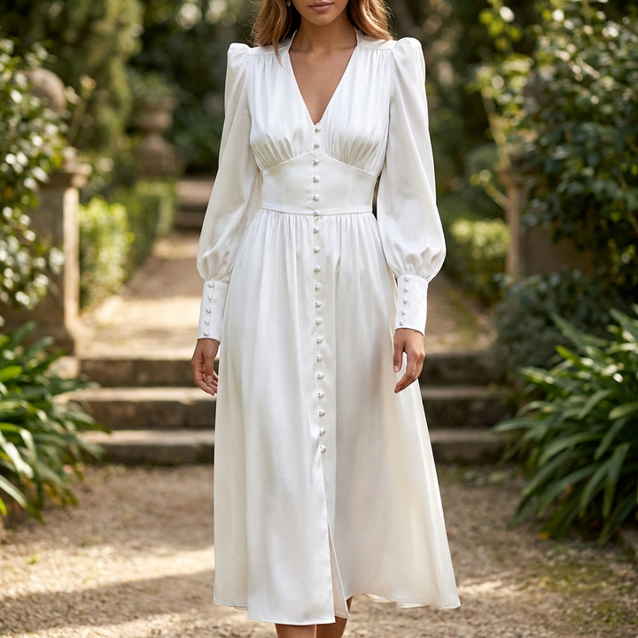 Abito Maxi in Satin Elegante con Scollo a V per Donne