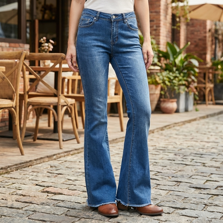 Jeans a Zampa Flexibili per Donne