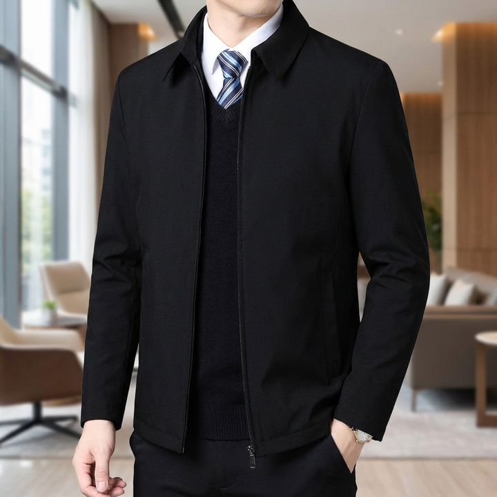 Giacca Autunnale Uomo con Zip e Collo Classico