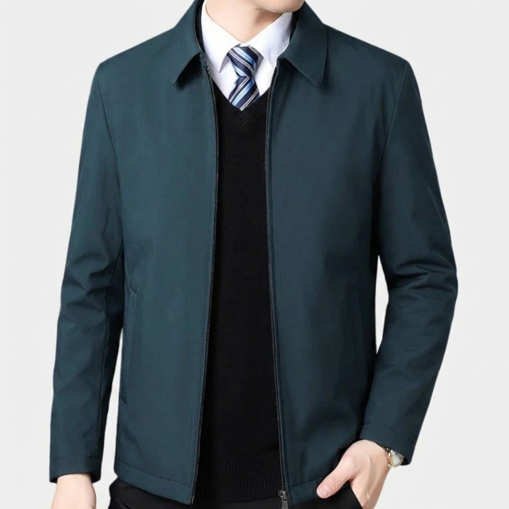 Giacca Autunnale Uomo con Zip e Collo Classico