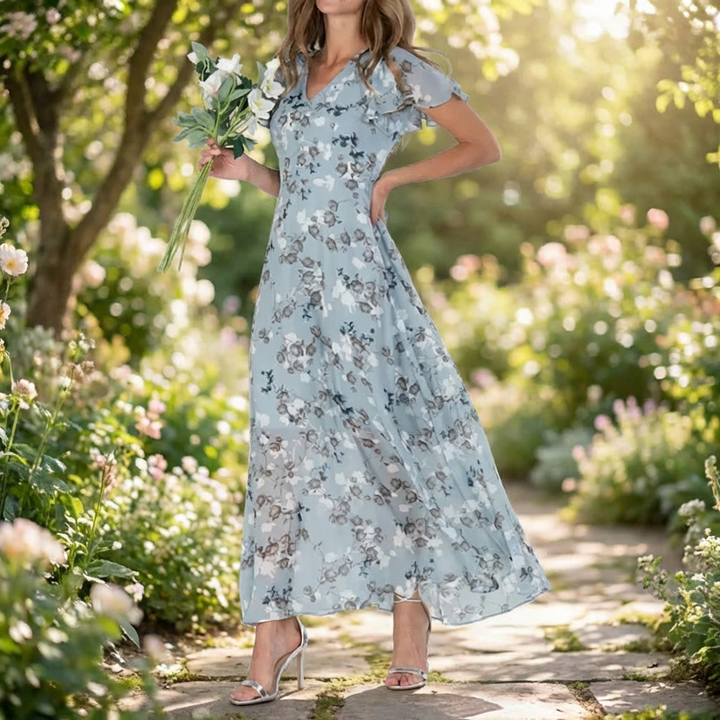Abito Maxi Stampato Floreale Vintage da Donna
