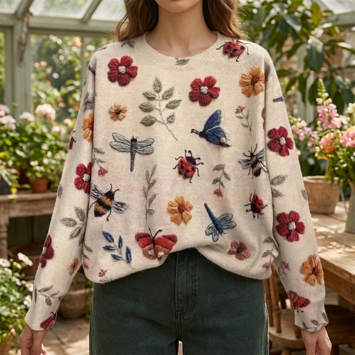 Maglione in Maglia 3D Fiori per Donne