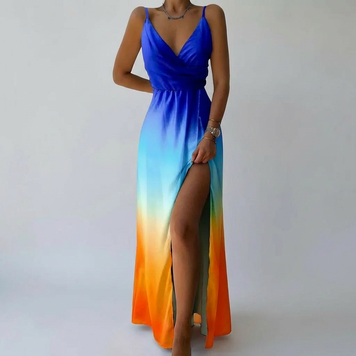 Abito Maxi Estivo con Stampa Tropicale per Donne
