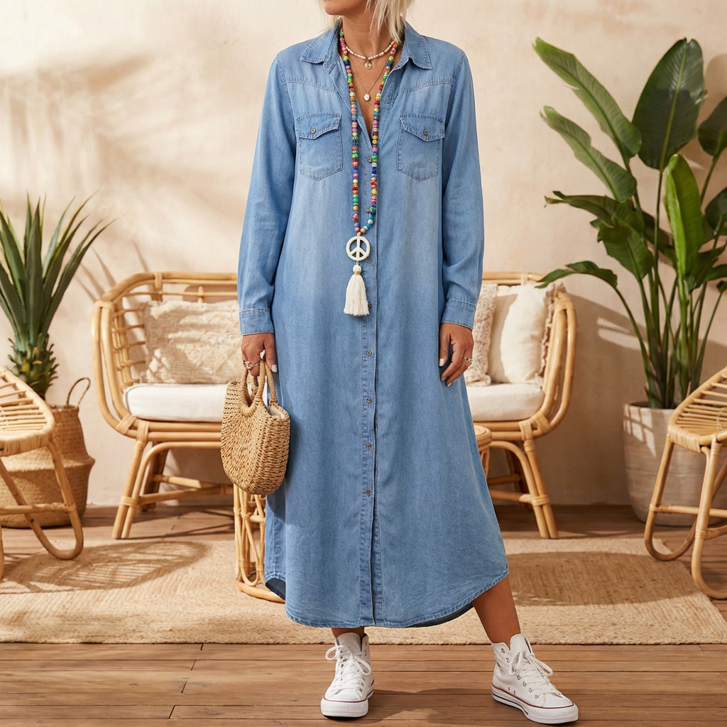 Abito in Denim a Maniche Lunghe per Donne