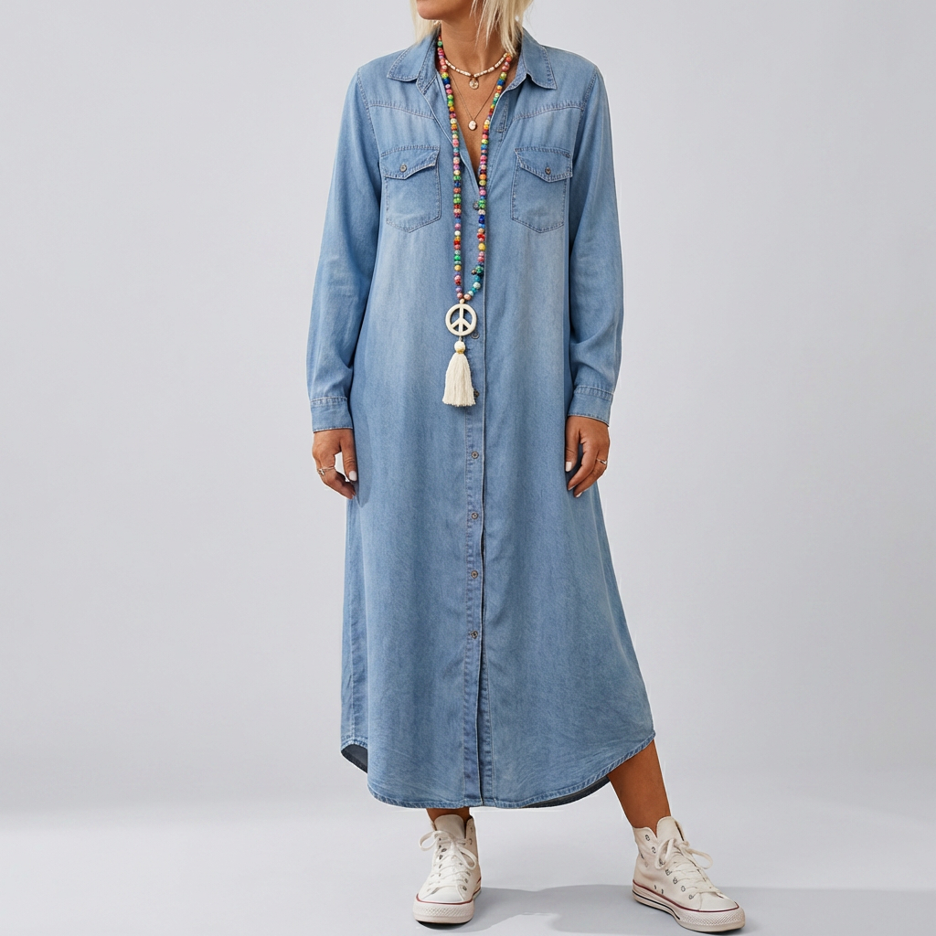 Abito in Denim a Maniche Lunghe per Donne