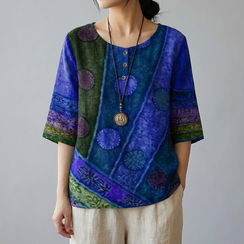 Top Elegante Collo Rotondo per Donna