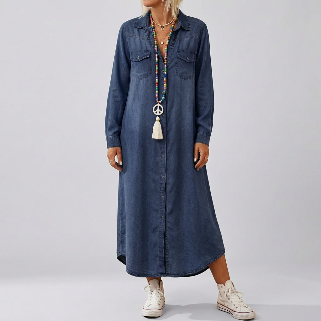 Abito in Denim a Maniche Lunghe per Donne