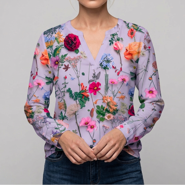 Blusa Floreale Casual per Donne