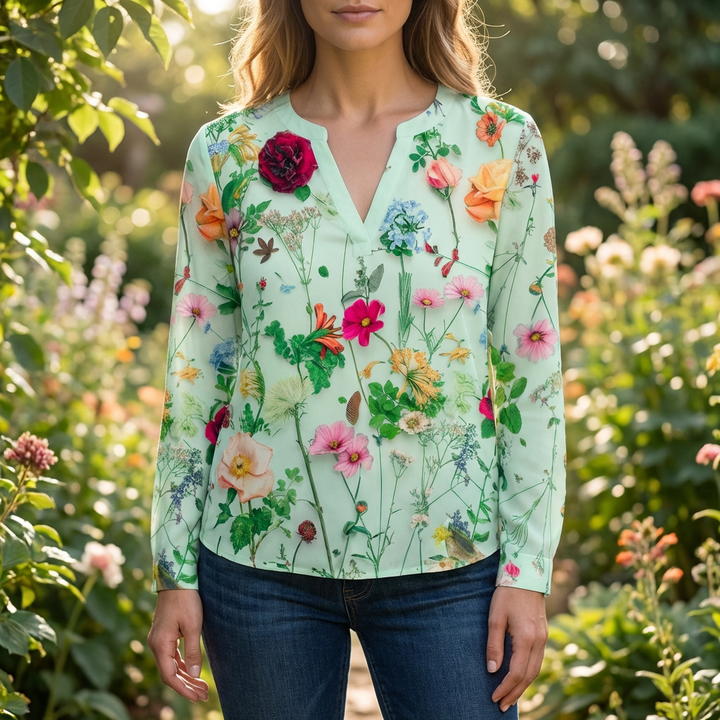 Blusa Floreale Casual per Donne