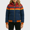 Giacca Puffer Striata Retro con Cappuccio per Donne