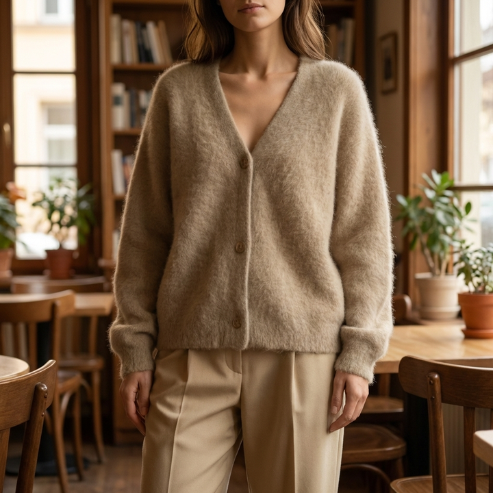 Cardigan in Maglia con Bottoni Anteriori Oversize per Donne