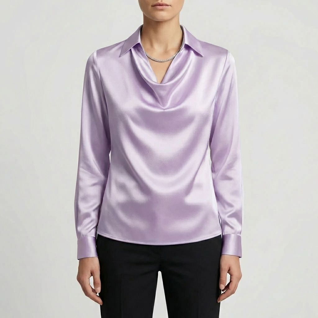 Blusa Collo a Cascata Manica Lunga