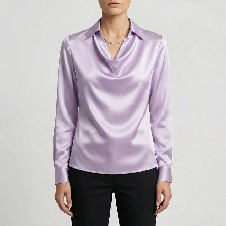 Blusa Collo a Cascata Manica Lunga