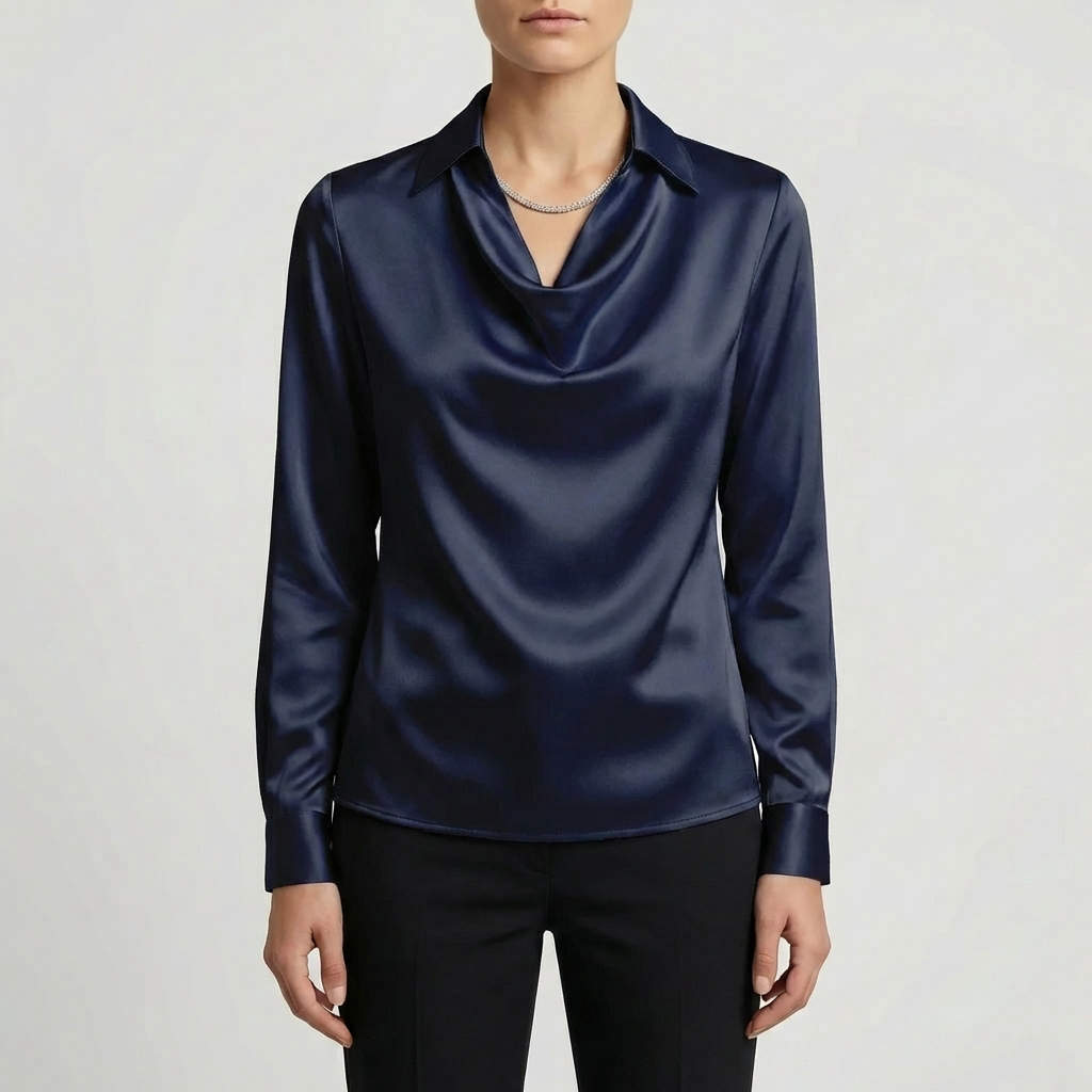 Blusa Collo a Cascata Manica Lunga
