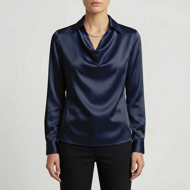 Blusa Collo a Cascata Manica Lunga