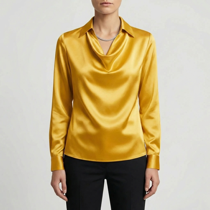 Blusa Collo a Cascata Manica Lunga
