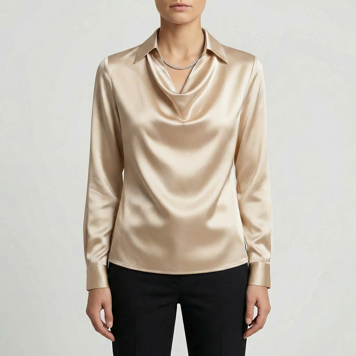 Blusa Collo a Cascata Manica Lunga
