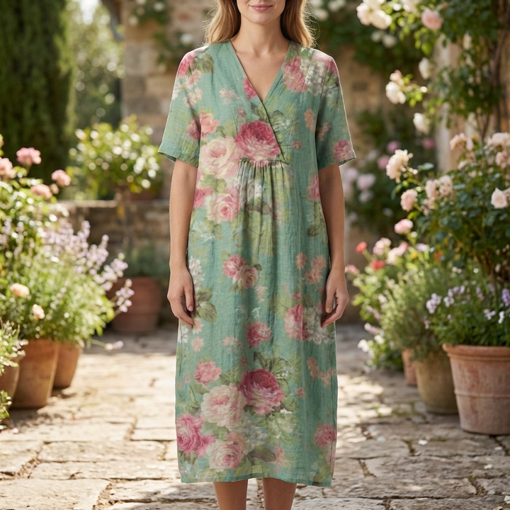 Abito Midi con Stampa Floreale