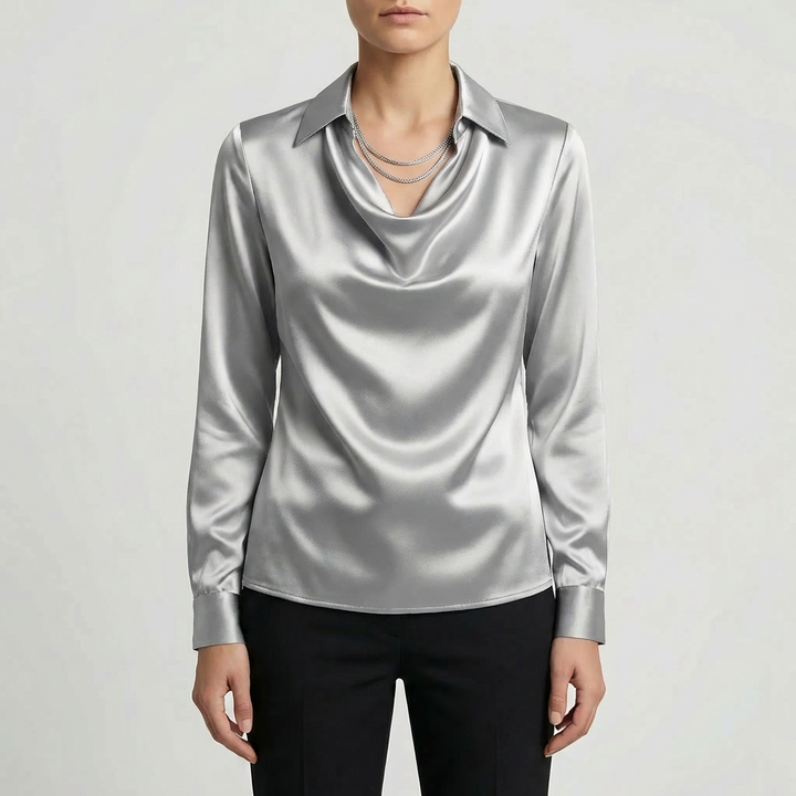 Blusa Collo a Cascata Manica Lunga